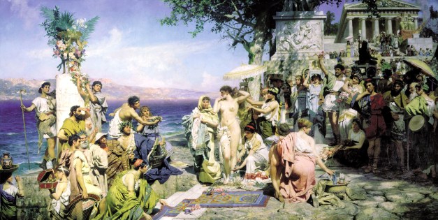 Phryne on the Poseidon's celebration in Eleusis, Henryk Siemiradzki, 1889