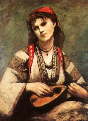 Gypsy-Girl-with-a-mandolin-by-Jean-Baptiste-Camille Corot