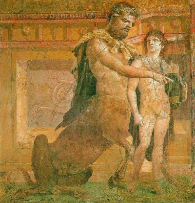 Chiron_instructs_young_Achilles_-_Ancient_Roman_fresco-
