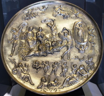 Cybele and Attis with 3 Corybantes, Parabiago plate
